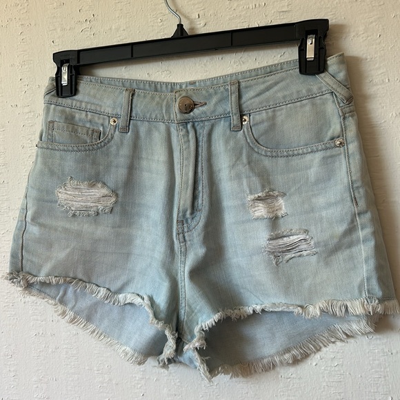BCBGeneration Light Blue Denim Hight Waist Shorts - Picture 3 of 9